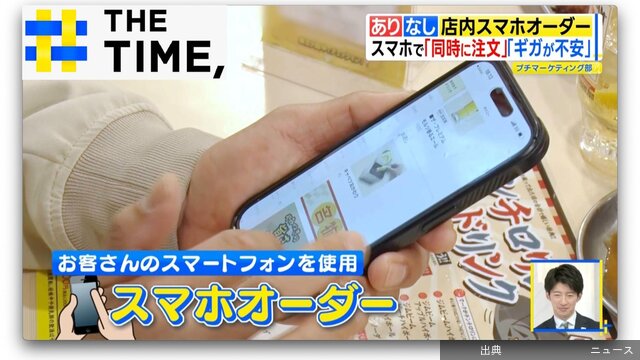 あり?なし?急増する「店内スマホオーダー」【THE TIME,】…ーしていた。スマホで。それは衝撃だった」 ■「スマホオーダーは今後も増える」 賛否両論のスマホオーダーですが、「導入店舗は今後も増える」と話すのはグル…TBS NEWS DIG Powered by JNN経済総合3/20(金) 7:00