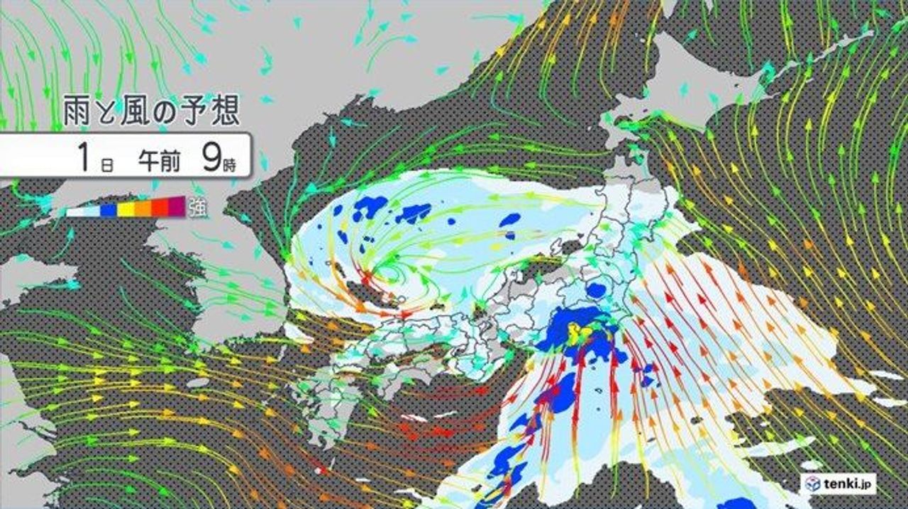 【天気】明日1日から2日にかけ全国で警報級の大雨や強風　長距離移動は時間に余裕を　道路冠水や橋上の横風に注意