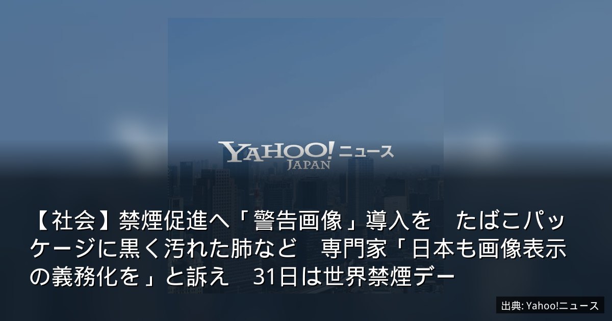 【社会】禁煙促進へ「警告画像」導入を　たばこパッケージに黒く汚れた肺など　専門家「日本も画像表示の義務化を」と訴え　31日は世界禁煙デー