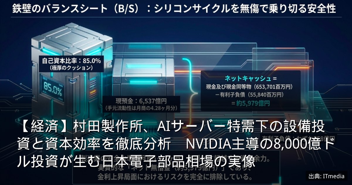 【経済】村田製作所、AIサーバー特需下の設備投資と資本効率を徹底分析　NVIDIA主導の8,000億ドル投資が生む日本電子部品相場の実像