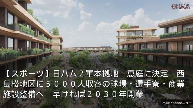 【スポーツ】日ハム２軍本拠地　恵庭に決定　西島松地区に５０００人収容の球場・選手寮・商業施設整備へ　早ければ２０３０年開業