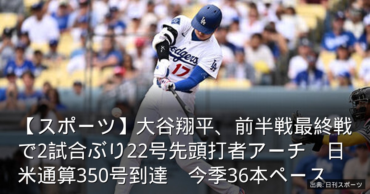 【スポーツ】大谷翔平、前半戦最終戦で2試合ぶり22号先頭打者アーチ　日米通算350号到達　今季36本ペース