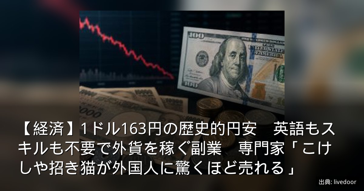 【経済】1ドル163円の歴史的円安　英語もスキルも不要で外貨を稼ぐ副業　専門家「こけしや招き猫が外国人に驚くほど売れる」