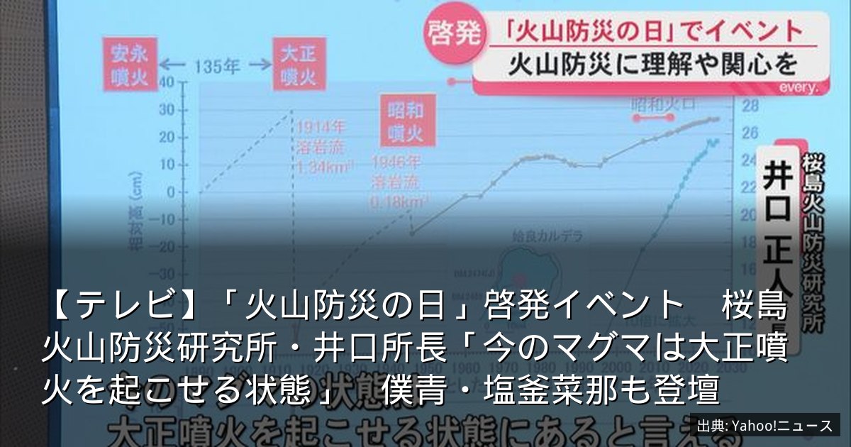 【テレビ】「火山防災の日」啓発イベント　桜島火山防災研究所・井口所長「今のマグマは大正噴火を起こせる状態」　僕青・塩釜菜那も登壇
