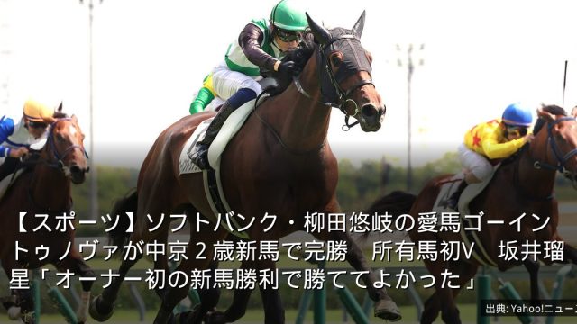 【スポーツ】ソフトバンク・柳田悠岐の愛馬ゴーイントゥノヴァが中京２歳新馬で完勝　所有馬初V　坂井瑠星「オーナー初の新馬勝利で勝ててよかった」