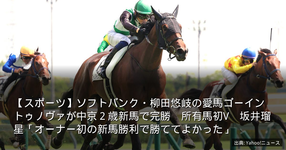 【スポーツ】ソフトバンク・柳田悠岐の愛馬ゴーイントゥノヴァが中京２歳新馬で完勝　所有馬初V　坂井瑠星「オーナー初の新馬勝利で勝ててよかった」