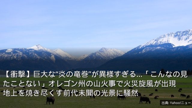【衝撃】巨大な“炎の竜巻”が異様すぎる…「こんなの見たことない」オレゴン州の山火事で火災旋風が出現　地上を焼き尽くす前代未聞の光景に騒然