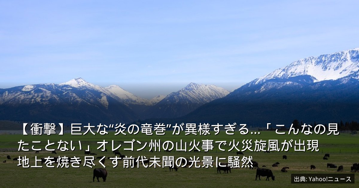 【衝撃】巨大な“炎の竜巻”が異様すぎる…「こんなの見たことない」オレゴン州の山火事で火災旋風が出現　地上を焼き尽くす前代未聞の光景に騒然