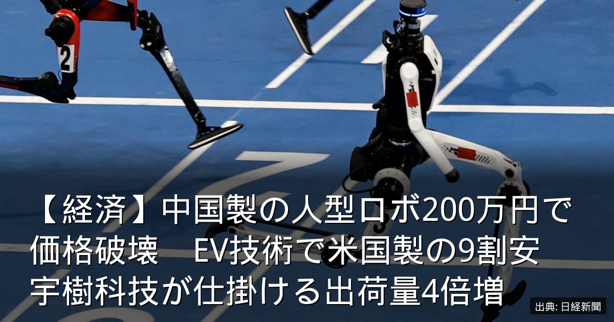 【経済】中国製の人型ロボ200万円で価格破壊　EV技術で米国製の9割安　宇樹科技が仕掛ける出荷量4倍増