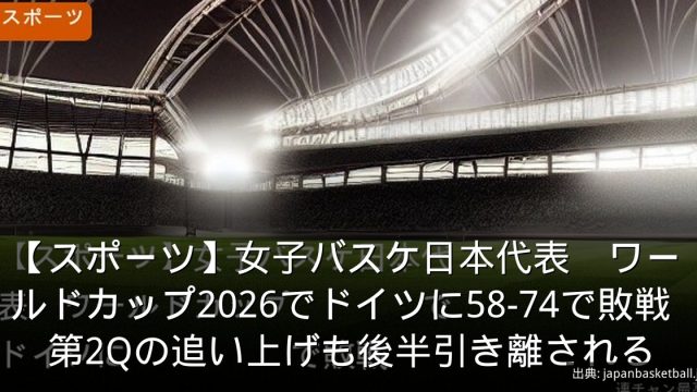 【スポーツ】女子バスケ日本代表　ワールドカップ2026でドイツに58-74で敗戦　第2Qの追い上げも後半引き離される