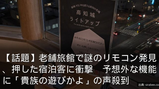 【話題】老舗旅館で謎のリモコン発見、押した宿泊客に衝撃　予想外な機能に「貴族の遊びかよ」の声殺到