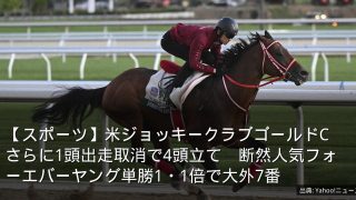 【スポーツ】米ジョッキークラブゴールドC　さらに1頭出走取消で4頭立て　断然人気フォーエバーヤング単勝1・1倍で大外7番