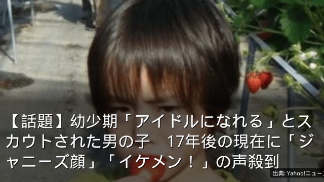 【話題】幼少期「アイドルになれる」とスカウトされた男の子　17年後の現在に「ジャニーズ顔」「イケメン！」の声殺到