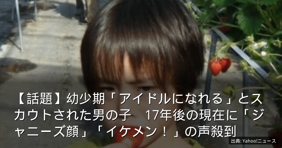 【話題】幼少期「アイドルになれる」とスカウトされた男の子　17年後の現在に「ジャニーズ顔」「イケメン！」の声殺到
