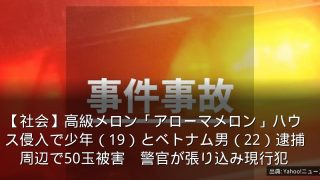 【社会】高級メロン「アローマメロン」ハウス侵入で少年（19）とベトナム男（22）逮捕　周辺で50玉被害　警官が張り込み現行犯
